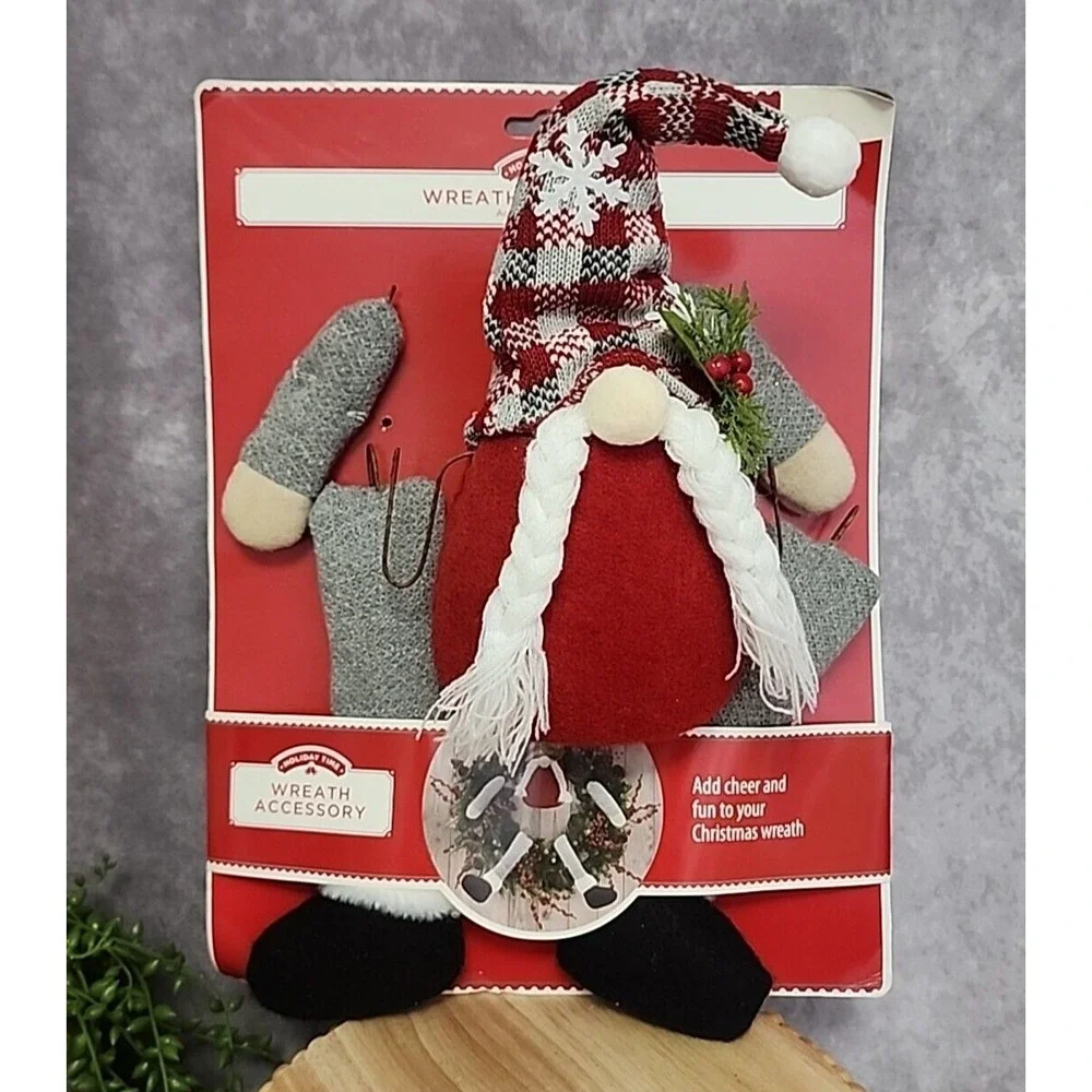Christmas Gnome Wreath Accessories Tree Decor Body Legs Arms Grey White Red 5 Pc